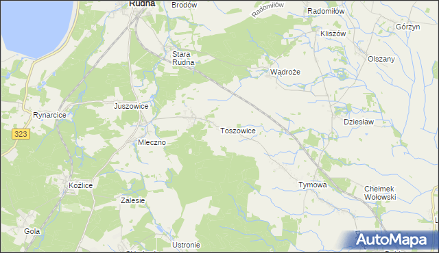 mapa Toszowice, Toszowice na mapie Targeo