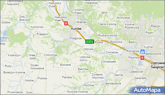 mapa Udziców, Udziców na mapie Targeo