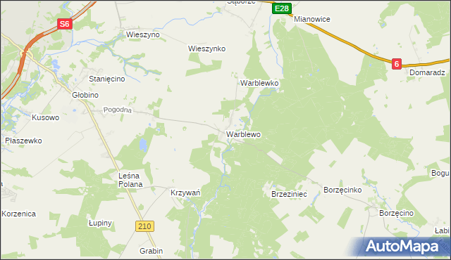 mapa Warblewo gmina Słupsk, Warblewo gmina Słupsk na mapie Targeo