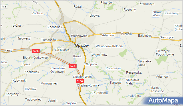 mapa Wąworków, Wąworków na mapie Targeo