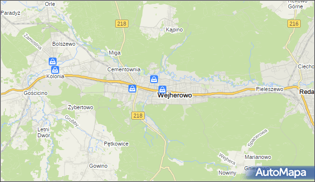 mapa Wejherowo, Wejherowo na mapie Targeo