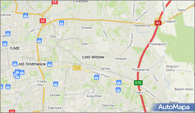 mapa Widzew, Widzew na mapie Targeo