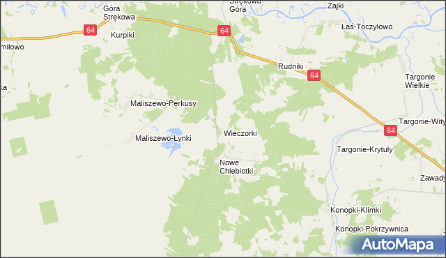 mapa Wieczorki gmina Zawady, Wieczorki gmina Zawady na mapie Targeo