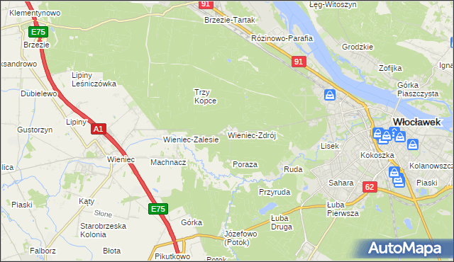 mapa Wieniec-Zdrój, Wieniec-Zdrój na mapie Targeo