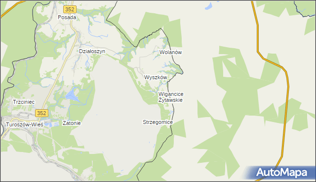 mapa Wigancice Żytawskie, Wigancice Żytawskie na mapie Targeo