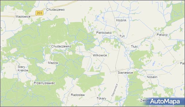 mapa Wilkowice gmina Postomino, Wilkowice gmina Postomino na mapie Targeo