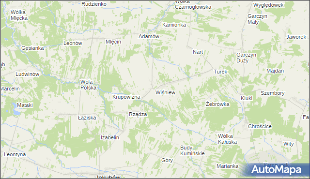 mapa Wiśniew gmina Jakubów, Wiśniew gmina Jakubów na mapie Targeo
