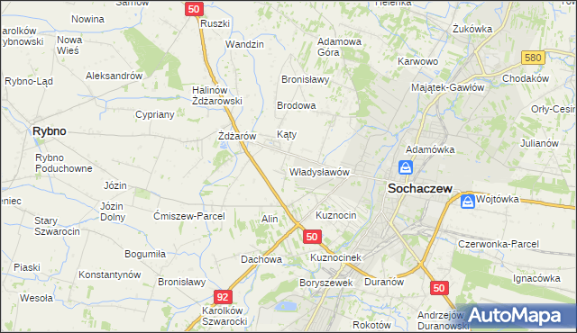 mapa Władysławów gmina Sochaczew, Władysławów gmina Sochaczew na mapie Targeo