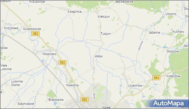 mapa Włóki gmina Dzierżoniów, Włóki gmina Dzierżoniów na mapie Targeo