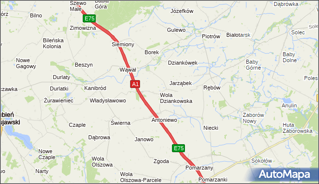 mapa Wola Dziankowska, Wola Dziankowska na mapie Targeo