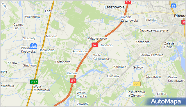 mapa Wola Gołkowska, Wola Gołkowska na mapie Targeo