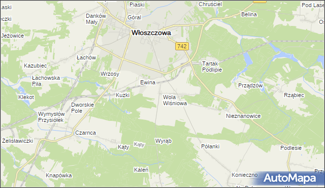 mapa Wola Wiśniowa, Wola Wiśniowa na mapie Targeo