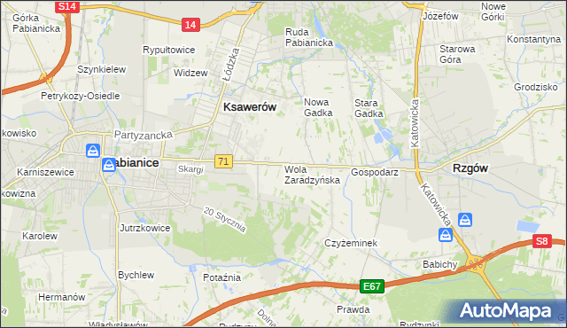 mapa Wola Zaradzyńska, Wola Zaradzyńska na mapie Targeo