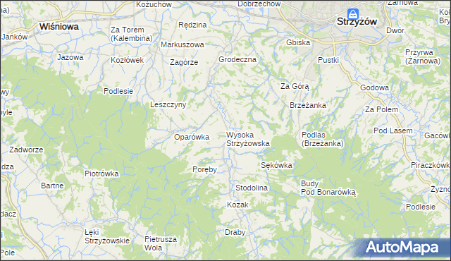 mapa Wysoka Strzyżowska, Wysoka Strzyżowska na mapie Targeo