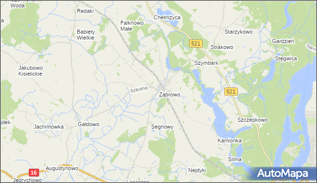 mapa Ząbrowo gmina Iława, Ząbrowo gmina Iława na mapie Targeo