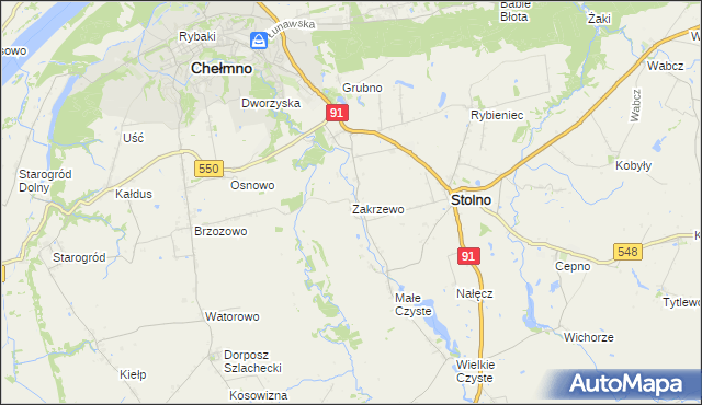 mapa Zakrzewo gmina Stolno, Zakrzewo gmina Stolno na mapie Targeo
