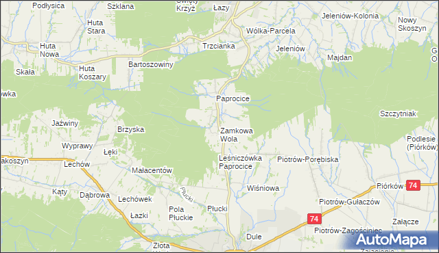 mapa Zamkowa Wola, Zamkowa Wola na mapie Targeo