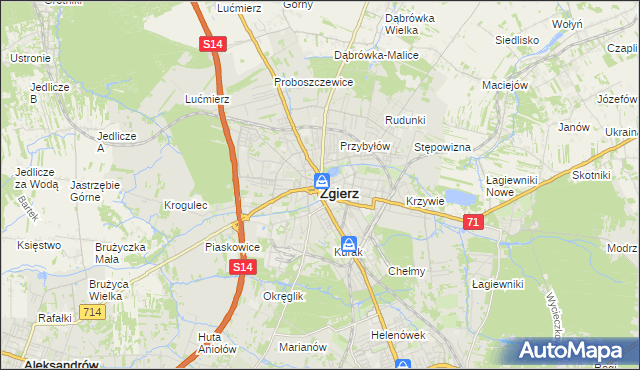 mapa Zgierz, Zgierz na mapie Targeo