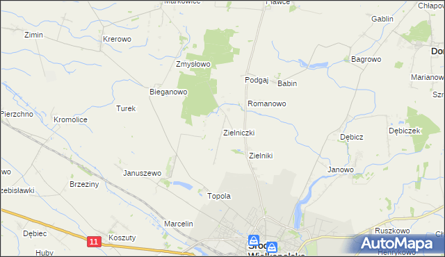 mapa Zielniczki, Zielniczki na mapie Targeo