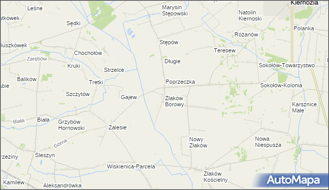 mapa Złaków Borowy, Złaków Borowy na mapie Targeo