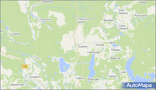 mapa Żydowo gmina Polanów, Żydowo gmina Polanów na mapie Targeo