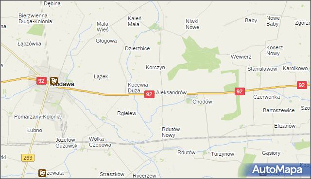 mapa Aleksandrów gmina Chodów, Aleksandrów gmina Chodów na mapie Targeo