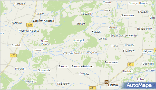 mapa Annopol Kolonia, Annopol Kolonia na mapie Targeo