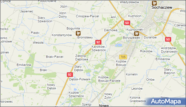 mapa Antoniew gmina Nowa Sucha, Antoniew gmina Nowa Sucha na mapie Targeo