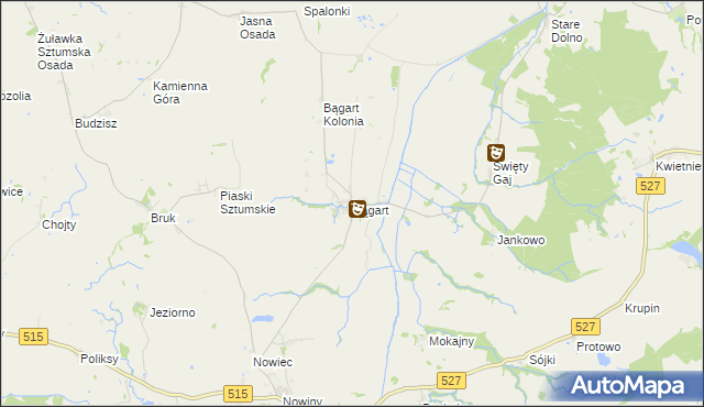 mapa Bągart gmina Dzierzgoń, Bągart gmina Dzierzgoń na mapie Targeo