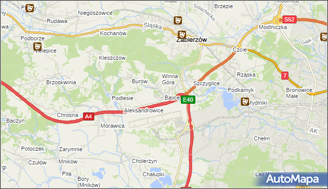 mapa Balice gmina Zabierzów, Balice gmina Zabierzów na mapie Targeo