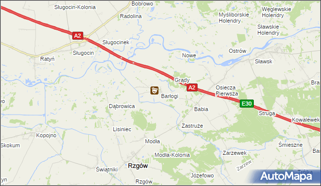 mapa Barłogi gmina Rzgów, Barłogi gmina Rzgów na mapie Targeo