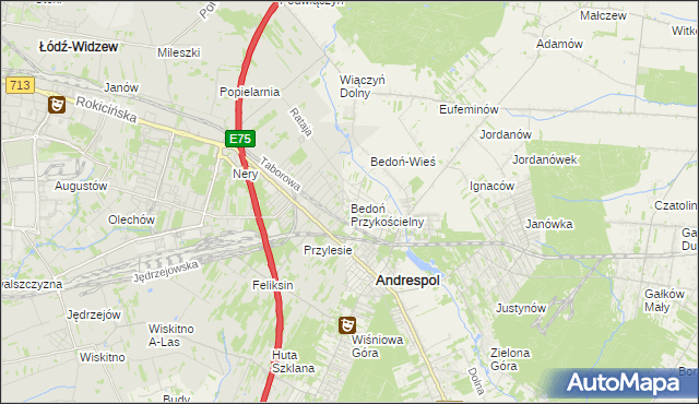 mapa Bedoń Przykościelny, Bedoń Przykościelny na mapie Targeo