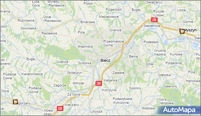 mapa Biecz powiat gorlicki, Biecz powiat gorlicki na mapie Targeo