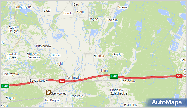 mapa Bielcza, Bielcza na mapie Targeo