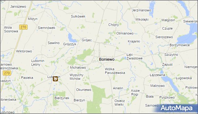mapa Boniewo powiat włocławski, Boniewo powiat włocławski na mapie Targeo