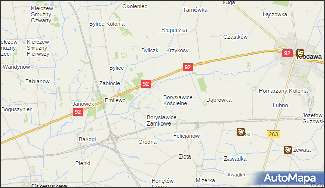 mapa Borysławice Kościelne, Borysławice Kościelne na mapie Targeo