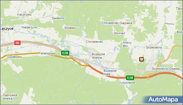 mapa Bożepole Wielkie, Bożepole Wielkie na mapie Targeo