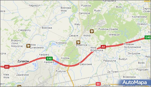 mapa Brzeźnica gmina Dębica, Brzeźnica gmina Dębica na mapie Targeo