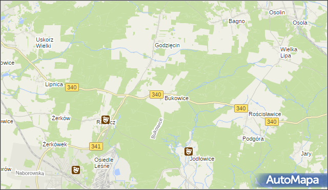 mapa Bukowice gmina Brzeg Dolny, Bukowice gmina Brzeg Dolny na mapie Targeo