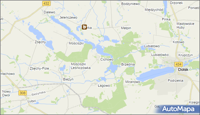 mapa Cichowo gmina Krzywiń, Cichowo gmina Krzywiń na mapie Targeo