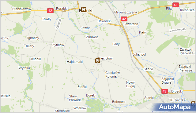 mapa Cieciułów, Cieciułów na mapie Targeo