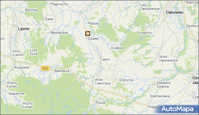 mapa Cieklin, Cieklin na mapie Targeo