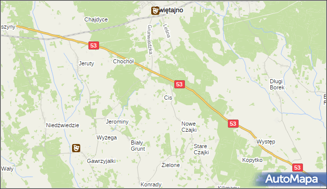 mapa Cis gmina Świętajno, Cis gmina Świętajno na mapie Targeo