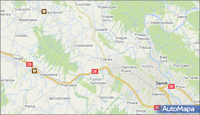 mapa Czerteż, Czerteż na mapie Targeo