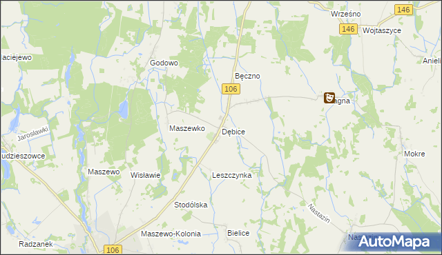 mapa Dębice gmina Maszewo, Dębice gmina Maszewo na mapie Targeo