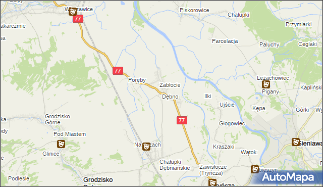 mapa Dębno gmina Leżajsk, Dębno gmina Leżajsk na mapie Targeo