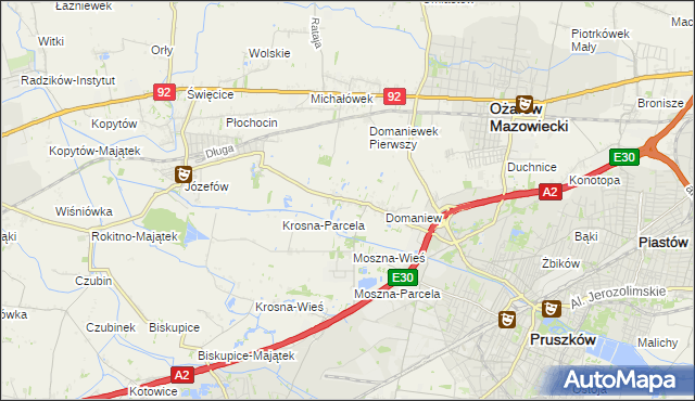 mapa Domaniewek gmina Brwinów, Domaniewek gmina Brwinów na mapie Targeo