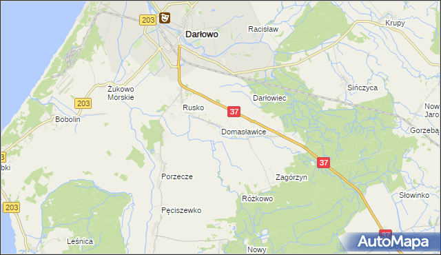 mapa Domasławice gmina Darłowo, Domasławice gmina Darłowo na mapie Targeo