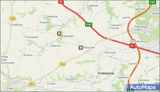 mapa Ernestynów gmina Złotoryja, Ernestynów gmina Złotoryja na mapie Targeo