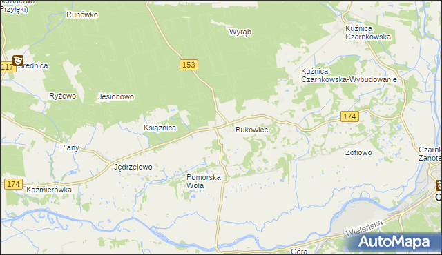 mapa Gajewo gmina Czarnków, Gajewo gmina Czarnków na mapie Targeo